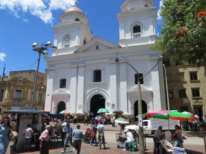 La Candelaria church in Parque Berrio, central Medellín