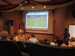 At small science meetings, presentations might be interrupted on occasion by international events (the World Cup)