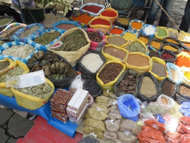 I think the spices are just as colorful as the textiles.