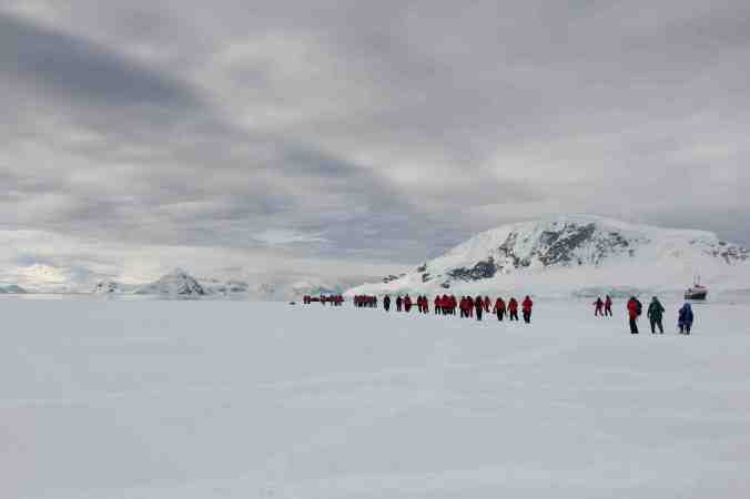 Homeward Bounders leaving Wilhelmina Bay Fast Ice- notice the costumes!